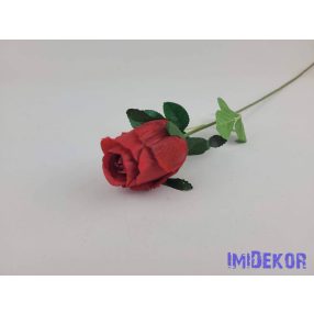 Bimbós rózsa szálas selyemvirág 53cm - Piros