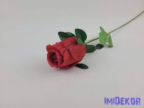 Bimbós rózsa szálas selyemvirág 53cm - Piros