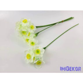 Nárcisz 3 fejes selyem szálas 46 cm - Zöldes Fehér