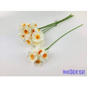   Nárcisz 3 fejes selyem szálas 46 cm - Fehér-Piruló Sárga