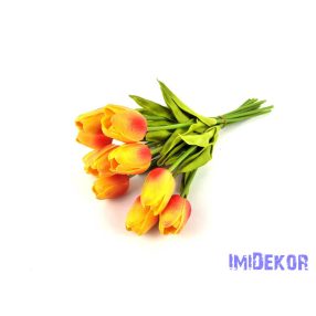 Tulipán 10 szálas gumi köteg 34 cm - Világos Narancs