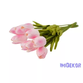 Tulipán 10 szálas gumi köteg 34 cm - Rózsaszín