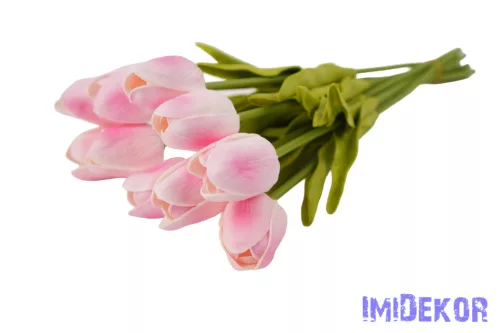 Tulipán 10 szálas gumi köteg 34 cm - Rózsaszín