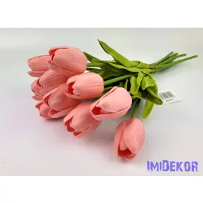 Tulipán 10 szálas gumi köteg 34 cm - Lazac