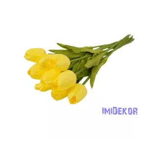 Tulipán 10 szálas gumi köteg 34 cm - Sárga