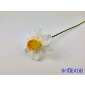 Nárcisz szálas gumi-selyem 41 cm - Fehér-Napsárga