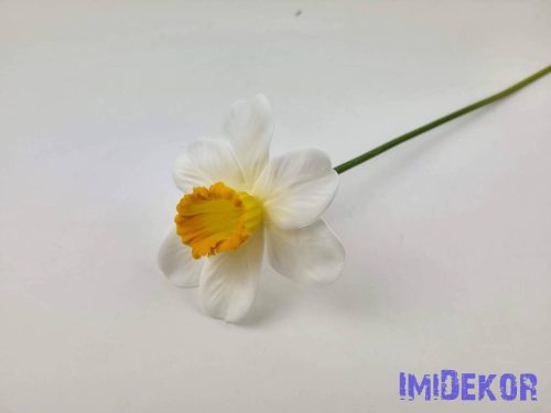 Nárcisz szálas gumi-selyem 41 cm - Fehér-Napsárga