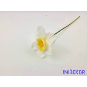 Nárcisz szálas gumi-selyem 41 cm - Fehér-Sárga