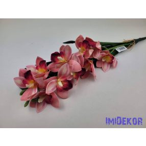 Gumis mű cymbidium orchidea levéllel 54cm - Púder