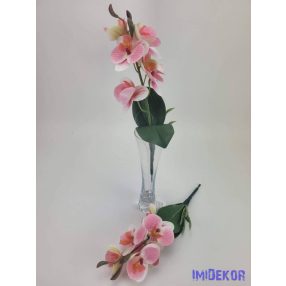 Orchidea gumis levéllel 32cm - Halvány rózsaszín