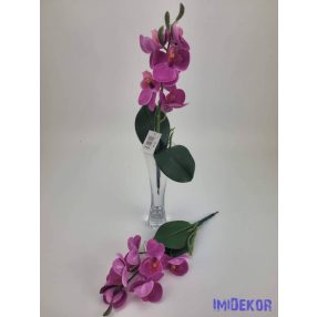 Orchidea gumis levéllel 32cm - Sötét rózsaszín