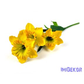 Nárcisz 3 fejes selyem ág 49 cm - Napsárga
