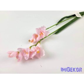 Frézia 2 ágú selyem ág 57 cm - Babarózsaszín