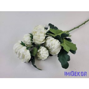 Krizantém 5 fejes selyem ág 56cm - Krém