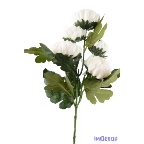 Krizantém 5 fejes selyem ág 56cm - Krém