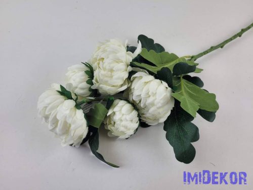 Krizantém 5 fejes selyem ág 56cm - Krém