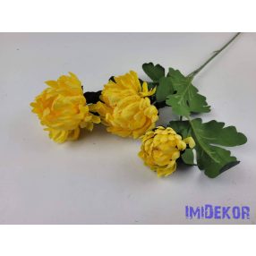 Krizantém 3 fejes selyem ág 68cm - Sárga
