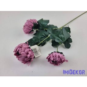 Krizantém 3 fejes selyem ág 68cm - Mályvás
