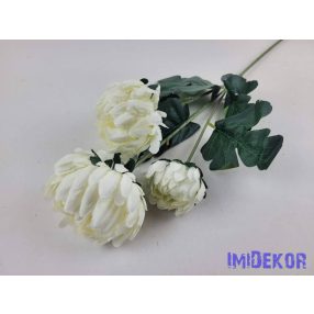 Krizantém 3 fejes selyem ág 68cm - Krém