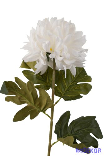 Dús fejű krizantém szálas selyemvirág 74cm - Fehér