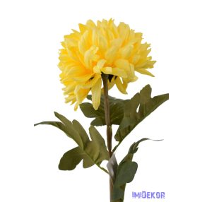 Dús fejű krizantém szálas selyemvirág 74cm - Sárga
