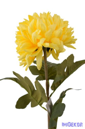 Dús fejű krizantém szálas selyemvirág 74cm - Sárga