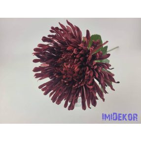 Pók krizantém szálas selyemvirág 72cm - Bordó