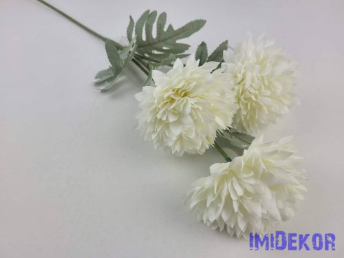 Krizantém 3 fejes selyem ág 63cm - Krém