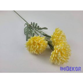 Krizantém 3 fejes selyem ág 63cm - Vaj