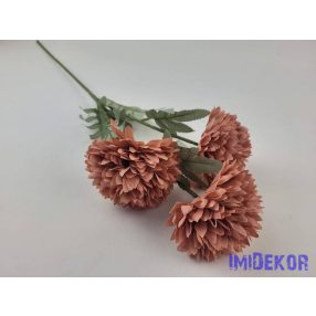 Krizantém 3 fejes selyem ág 63cm - Fáradt Barack