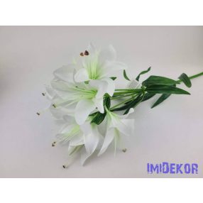 Liliom 10 fejes ág 70cm - Fehér-Zöldes