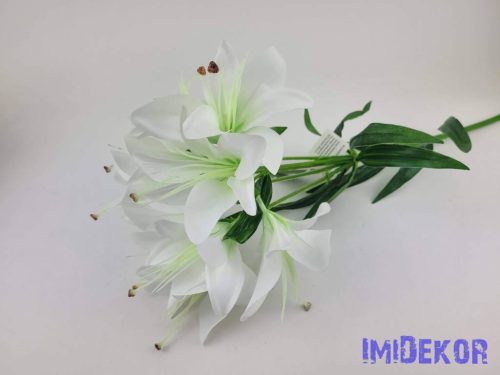 Liliom 10 fejes ág 70cm - Fehér-Zöldes