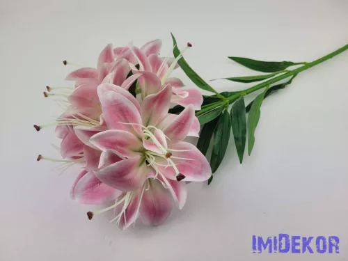 Liliom 10 fejes ág 70cm - Krémes Rózsaszín