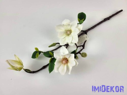 Magnólia 2 fej + bimbó real touch ág 54 cm - Krém