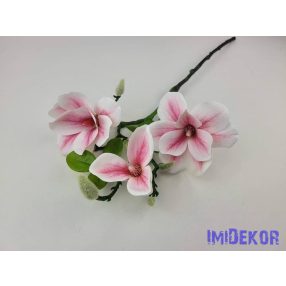 Magnólia ág 55cm - Fehér-Rózsaszín