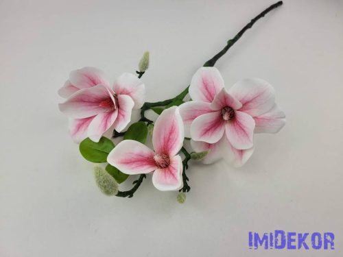Magnólia ág 55cm - Fehér-Rózsaszín