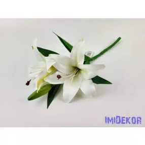 Gumis liliom 2 fejes ág 38 cm - Fehér