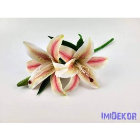 Gumis liliom 2 fejes ág 38 cm - Krém-Rózsaszín