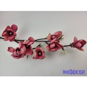 Gumis magnólia ág 7 fejes 95cm - Rózsaszínes