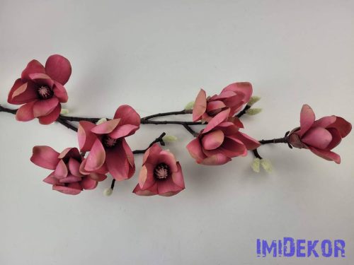 Gumis magnólia ág 7 fejes 95cm - Rózsaszínes