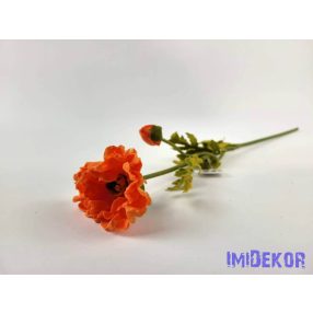 Pipacs élethű gumis ág 60 cm - Világos Narancs