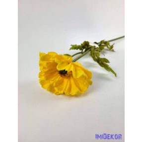 Pipacs élethű gumis ág 60 cm - Sárga