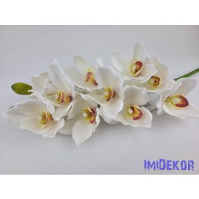 Polifoam cymbidium 10+2v orchidea élethű ág 75cm - Fehér