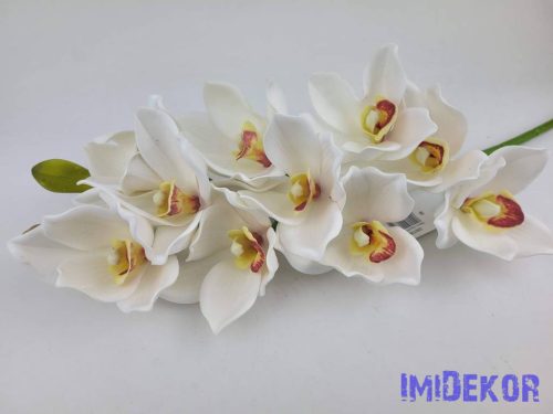Polifoam cymbidium 10+2v orchidea élethű ág 75cm - Fehér