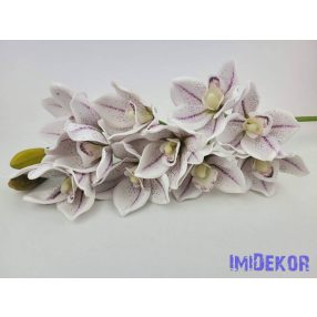   Polifoam cymbidium 10+2v orchidea élethű ág 75cm - Fehér-Lila Cirmos