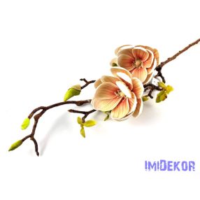   Magnólia 2 fej + bimbó real touch élethű ág 80 cm - Barackos