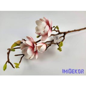   Magnólia 2 fej + bimbó real touch élethű ág 80 cm - Rózsaszínes