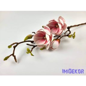   Magnólia 2 fej + bimbó real touch élethű ág 80 cm - Világos Lilás