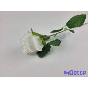 Bimbós rózsa szálas selyemvirág 52cm - Fehér