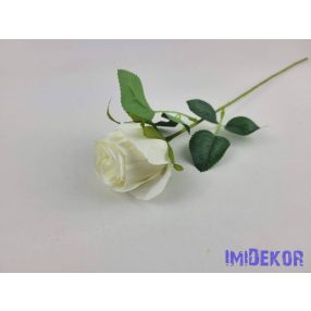 Bimbós rózsa szálas selyemvirág 52cm - Törtfehér